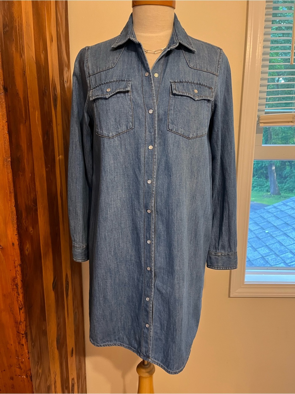 OLD NAVY Denim Snap Shirt Dress - Blue Jean Front